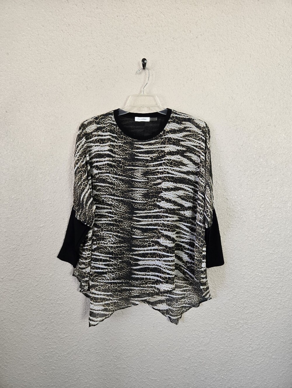 Calvin Klein Long Sleeve Asymmetrical Top Plus Size 3XL New #2C1192